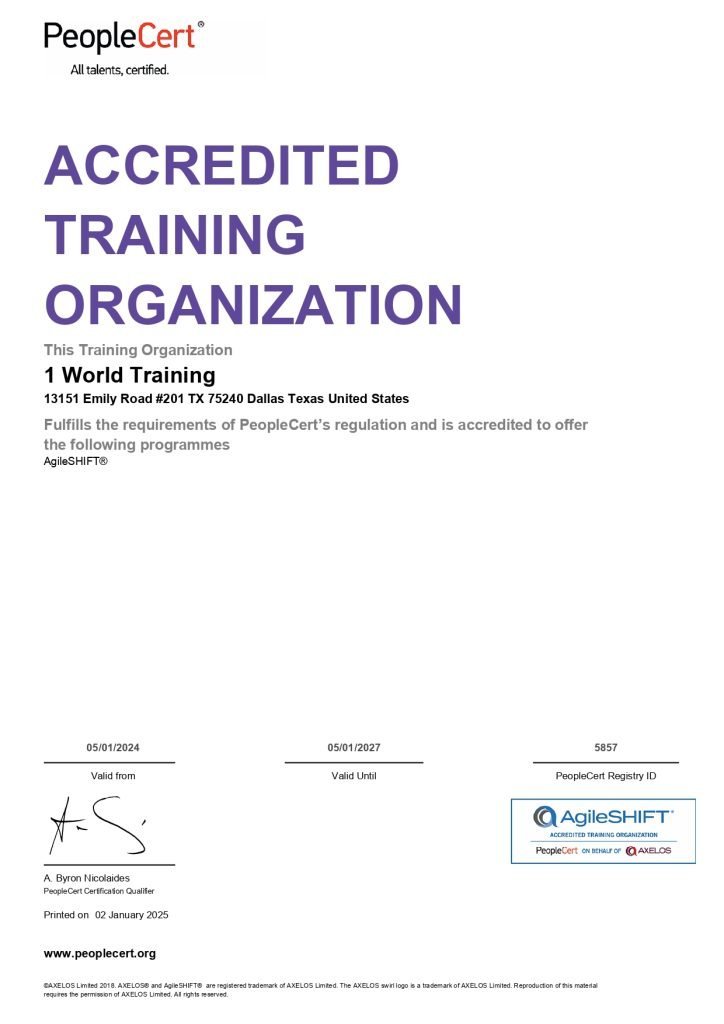 5857 1 World Training AgileSHIFT ATO TestCentre Certificate page 0001