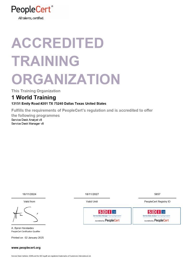 5857 1 World Training Service Desk ATO TestCentre Certificate page 0001