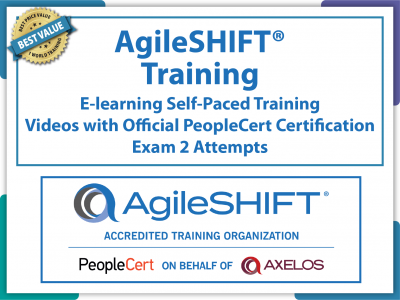 AgileSHIFT® Training - eLearning and PeopleCert Exam Bundled Offer.