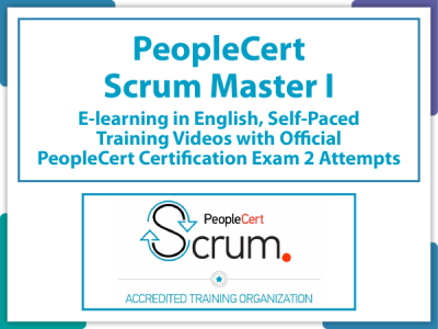 PeopleCert Scrum Master I E-learning by PeopleCert in English, Self-Paced Learning Videos with Official PeopleCert Certification Exam 2 Attempts . Course Code: SCRUM-1-E-2